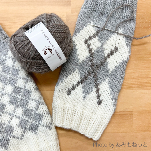 メリヤス刺繍でアーガイル
