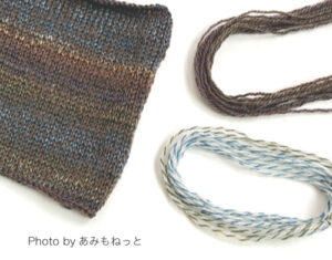 単糸とかすり染めを掛け合わせた糸🧵